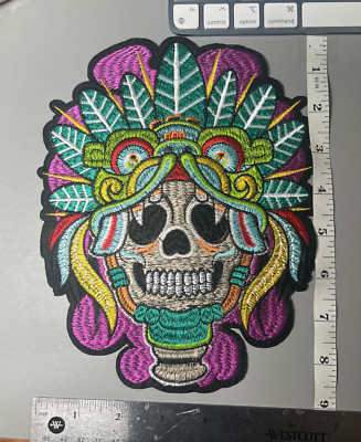 Quetzalcoatl, Kukulkan, Warrior Patch, Skull Headdress, 9in, Made in Mexico, #21