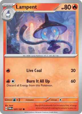 037/167 LAMPENT COMMON TWILIGHT MASQUERADE POKEMON KARTE