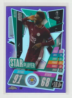 2020-21 TOPPS CHROME MATCH ATTAX PURPLE 032/299 [ WILFRED NDIDI ] LEICESTER CITY