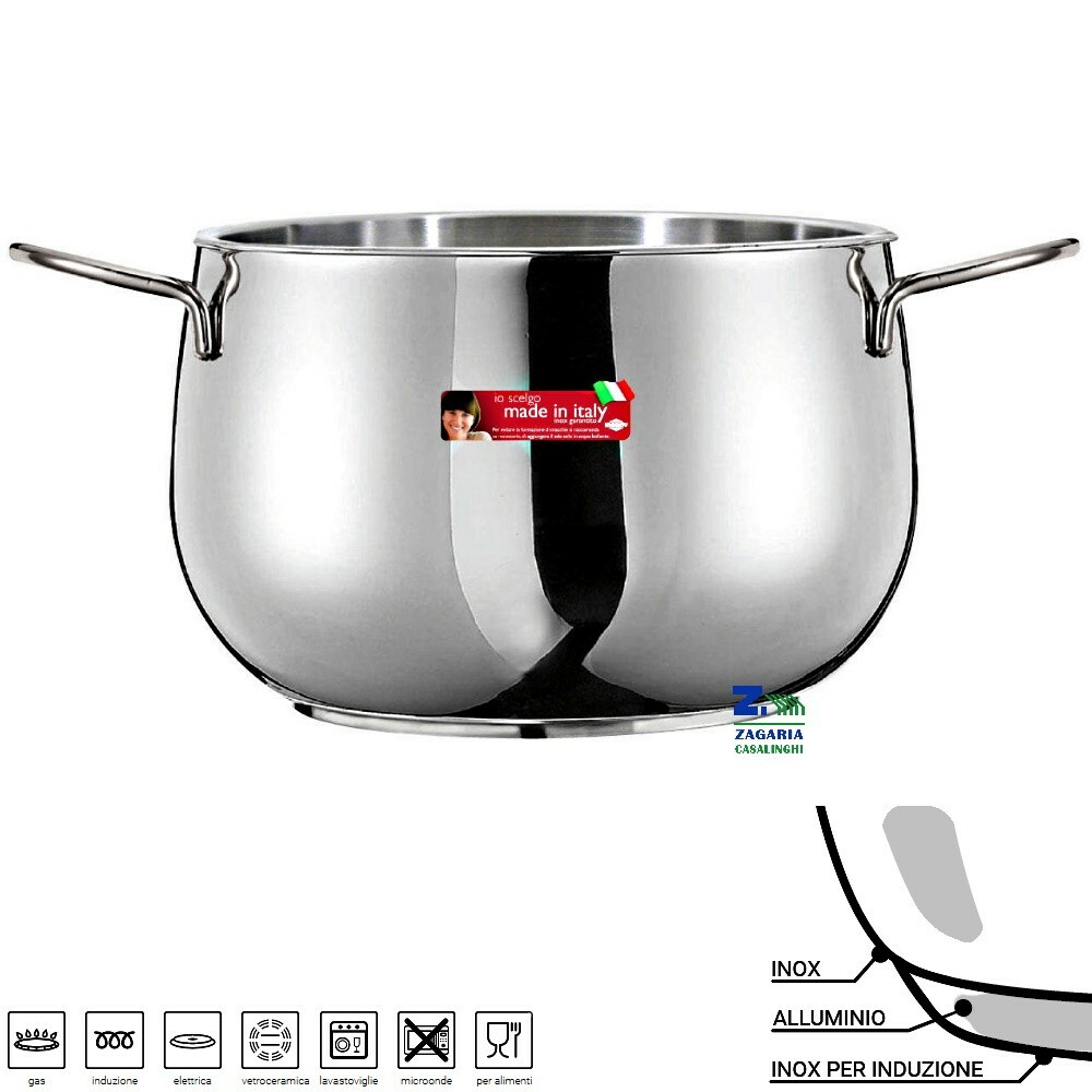 PENTOLA RIVER DIAM.CM 14 IN ACCIAIO INOX TRIPLO FONDO IDONEA ANCHE PER INDUZIONE