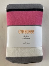 NWT Gymboree Glamour Ballerina 3-4 Ivory Gray Black  Pink Stripe Tights 3T-4T