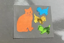 Vintage Mylar Foiled Cats Sticker Mod, Hambly Brand, Santa Clara CA, 4 Cats