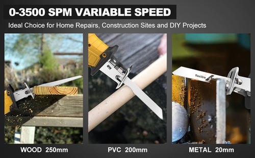 Cordless Reciprocating Saw for Dewalt 20V Battery Brushed Power Recipro Saw Tool - Picture 14 of 15