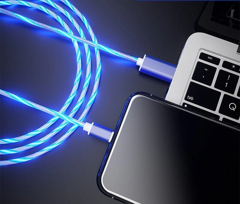 Cable de carga rápida de luz LED tipo C a C para Samsung Galaxy S21 S22 S23 Ultra Reino Unido Foto 2 de 4