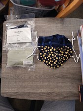 3 pks 6 total Goodfellow Co Adult Reusable Face Masks -Navy Plaid Lemons