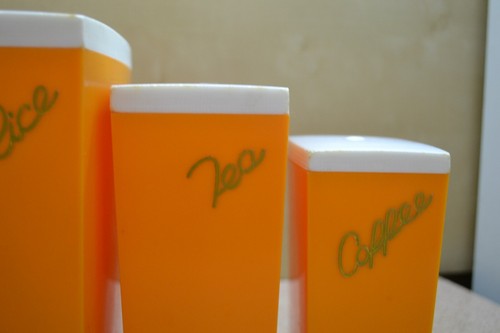 Set of Five Vintage Retro Orange Capri Nesting Kitchen Canisters 1960's - Picture 5 of 13
