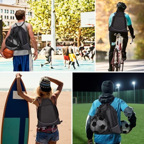 Sportbeutel mit Kordelzug Basketball Rucksack Fußballtasche Turnbeutel 42 x47cm - Bild 5 von 12