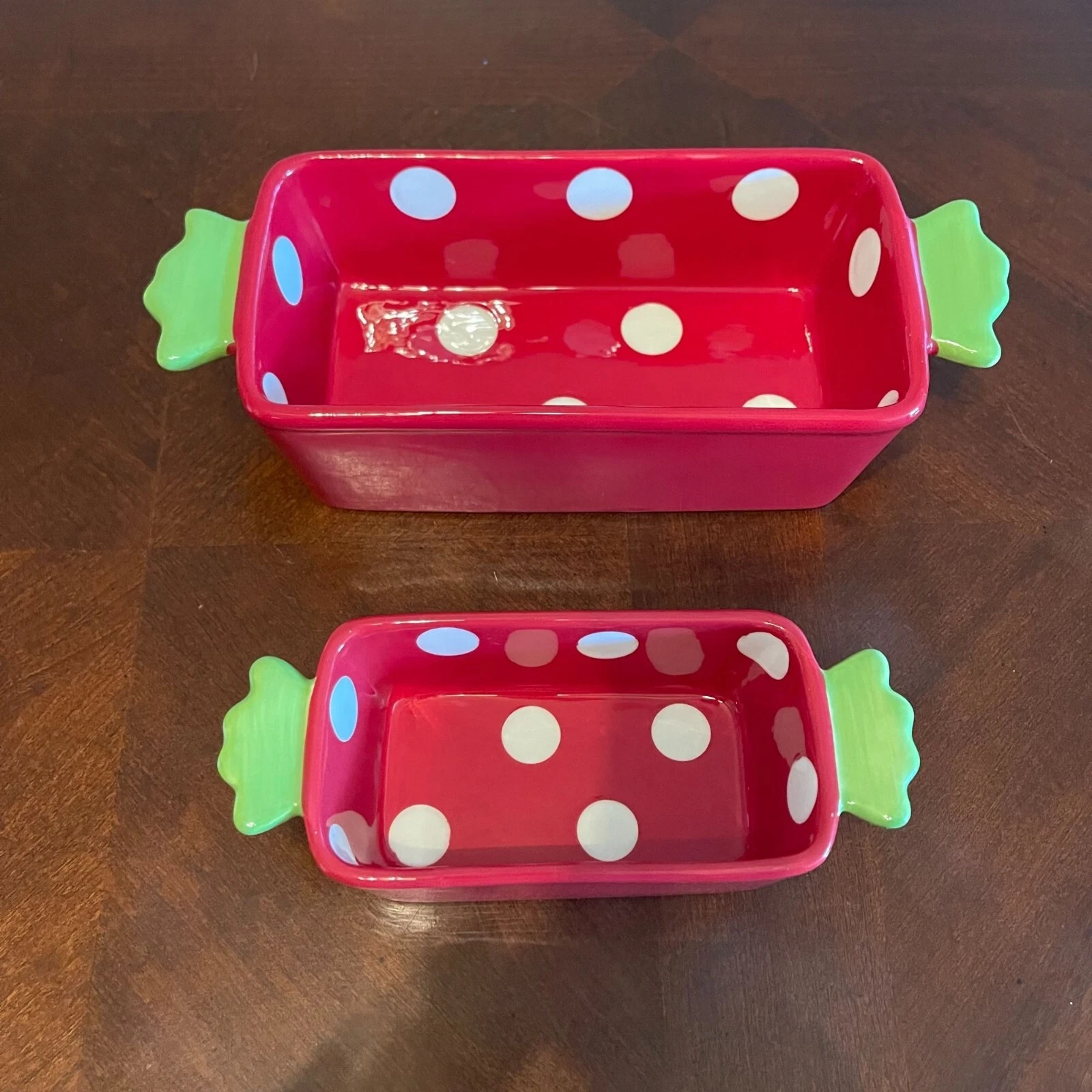 candy Polka Dot loaf pan oven holiday Red & White Bakeware Set Of 2