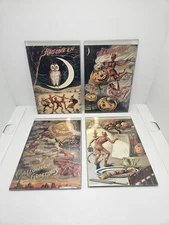  SCARY HALLOWEEN 4 Postcards Notecards In Magnetic Clear Holders.  