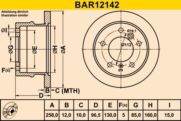 2X Bremsscheibe Barum BAR12142 FüR VW 2DH 2DC Mercedes 46 28 Sprinter 2DA 2DD LT-image