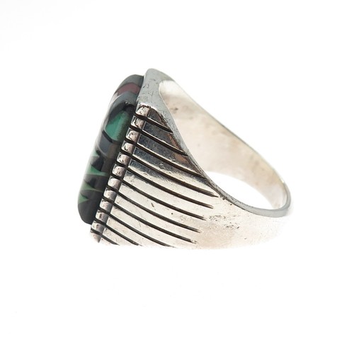 Sophia Becenti Navajo Old Pawn Sterling Silver Vintage Multi-Gem Ring Size 12.5 - Picture 4 of 9