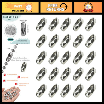 100 Pack Beaded Chain Connectors, Stainless Steel 4.5mm Clips for Blinds & Outdo
