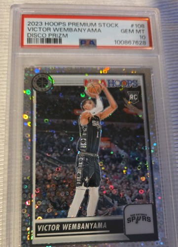 2023 Panini Hoops Premium Stock DISCO PRIZM VICTOR WEMBANYAMA ROOKIE RC PSA 10