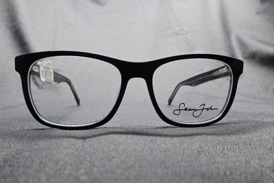 NEW SEAN JOHN 2072 EYEWEAR RECTANGULAR 001 MENS PLASTIC FULL-RIM 57-19-145 BLACK