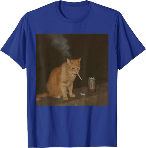 Maglietta Cat Meme Gatto Fumare Sigarette E Birra Baddies Get Saddies - Foto 5 di 16