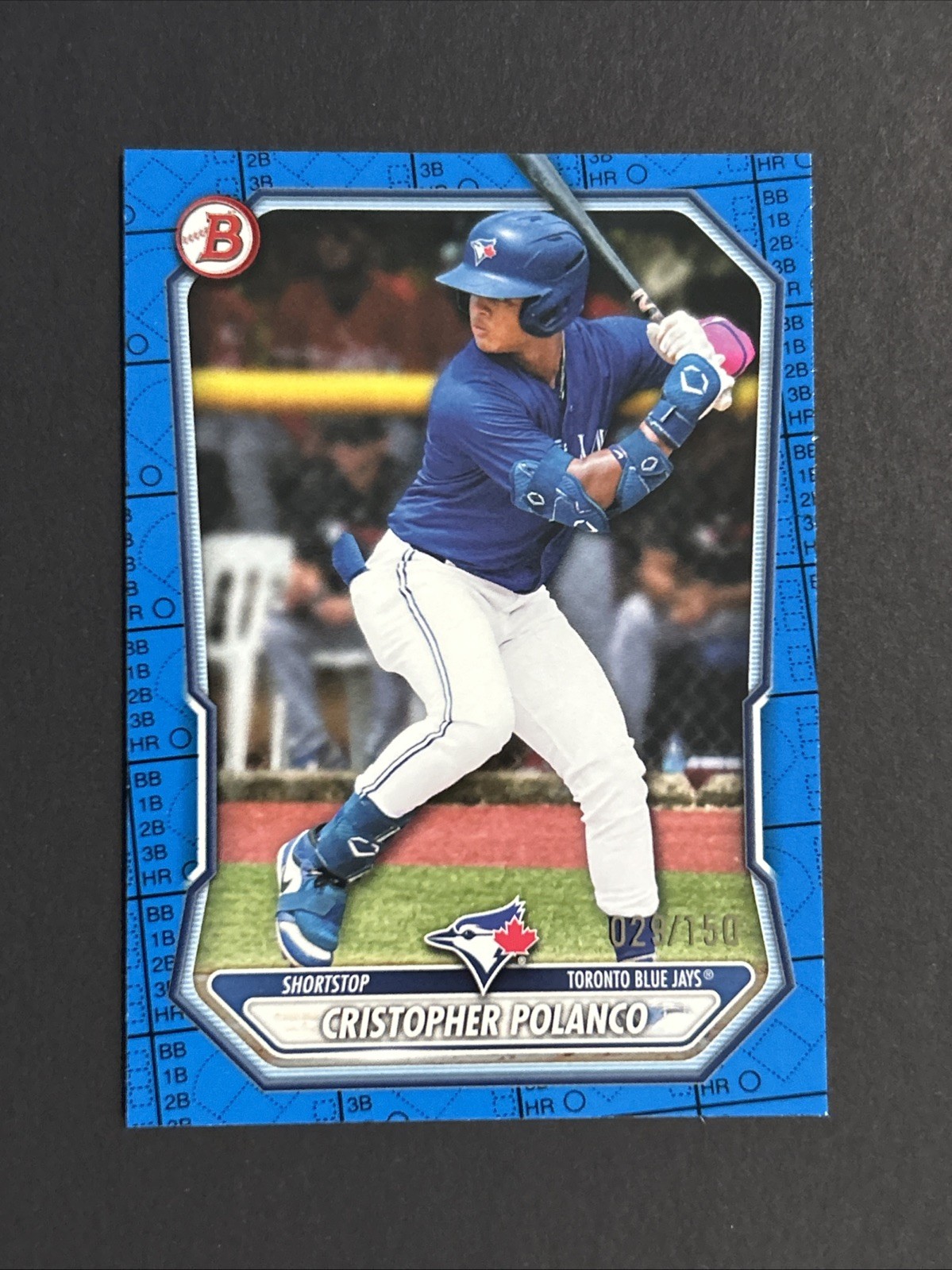 Cristopher Polanco 2026 Bowman #BP-34 Blue Scorecard /150 Toronto Blue Jays