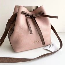 Furla Costanza Bucket Handbag Bicolor Leather Used Authentic