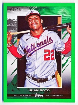 2020 Topps RIP Juan Soto Green Unripped Rip Card #73 (xx/15) - QTY AVAIL
