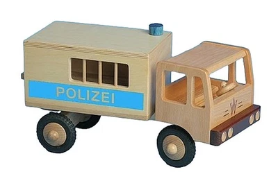 LKW Polizei - Werdauer Holzspielzeug Holz Rettungs Wagen zweiachsig Fahrzeug - Bild 1 von 2