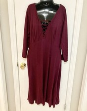 Torrid Wine Red Maxi Dress Plus Size 2X Adjustable Front Tie Flirty Deep V-Neck