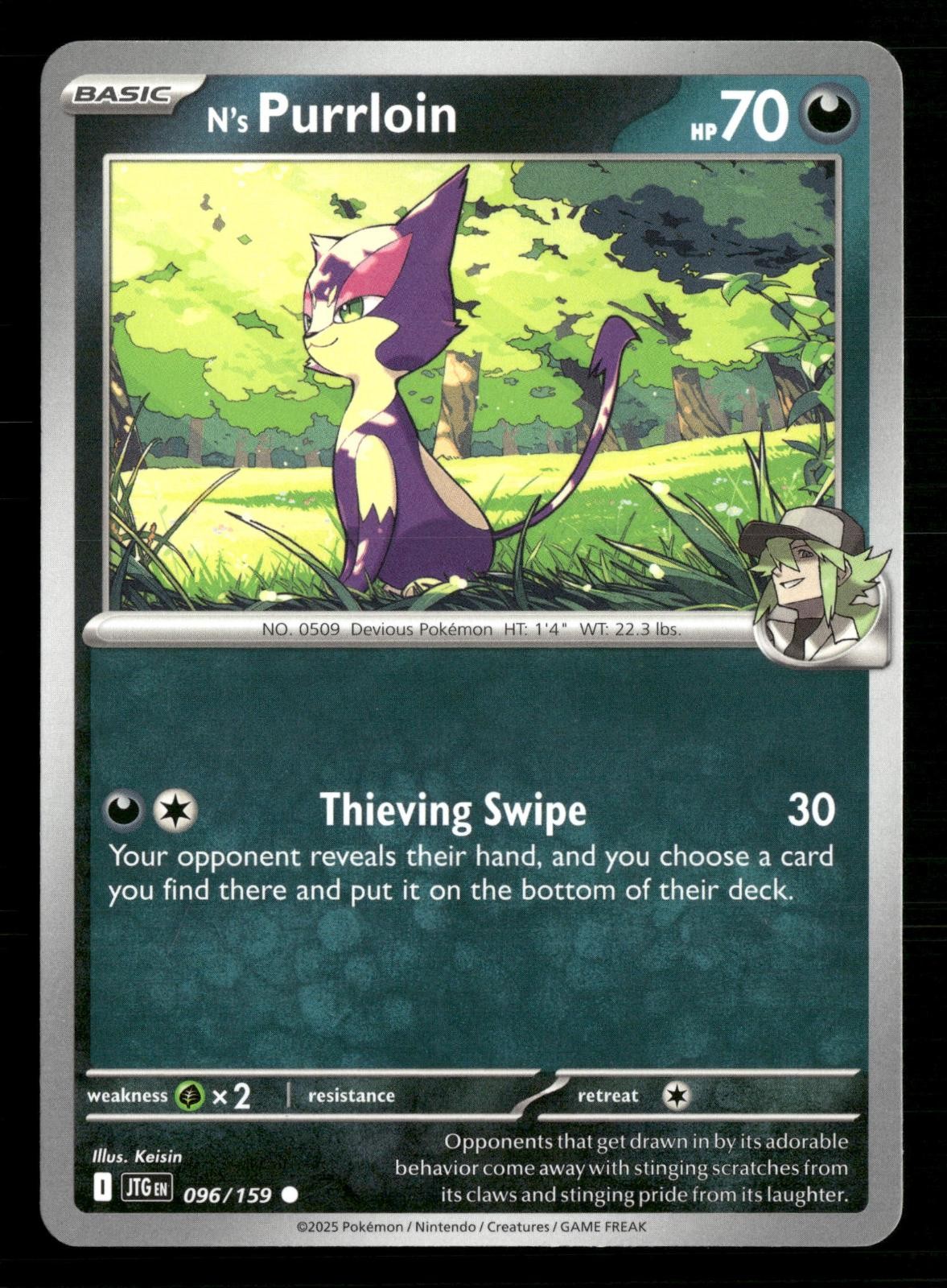N's Purrloin 096/159 Common Journey Together Pokemon Lightly Played