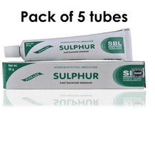 Pack of 5 SBL Homeopathy Sulphur 10 Ointment Cream for Skin care