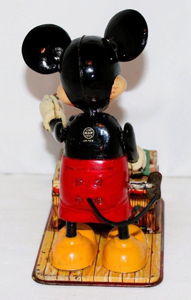 DISNEY 1950s ALL METAL VERSION MICKEY MOUSE XYLOPHONE LINEMAR WIND-UP TOY-WORKS