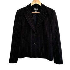 Rafaella Petites Blazer Woman s Size 8P Black White Striped Long Sleeve Jacket