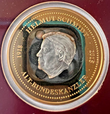 Helmut Schmidt Deutschland Flagge, Eichenlaubkranz Silber Kupfer