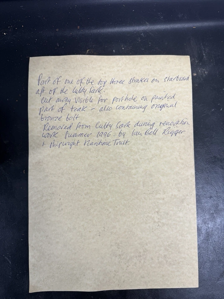 Auténtico par de correas con perno de bronce del “CUTTY SARK” con certificado de autenticidad 1869 Foto 3 de 4