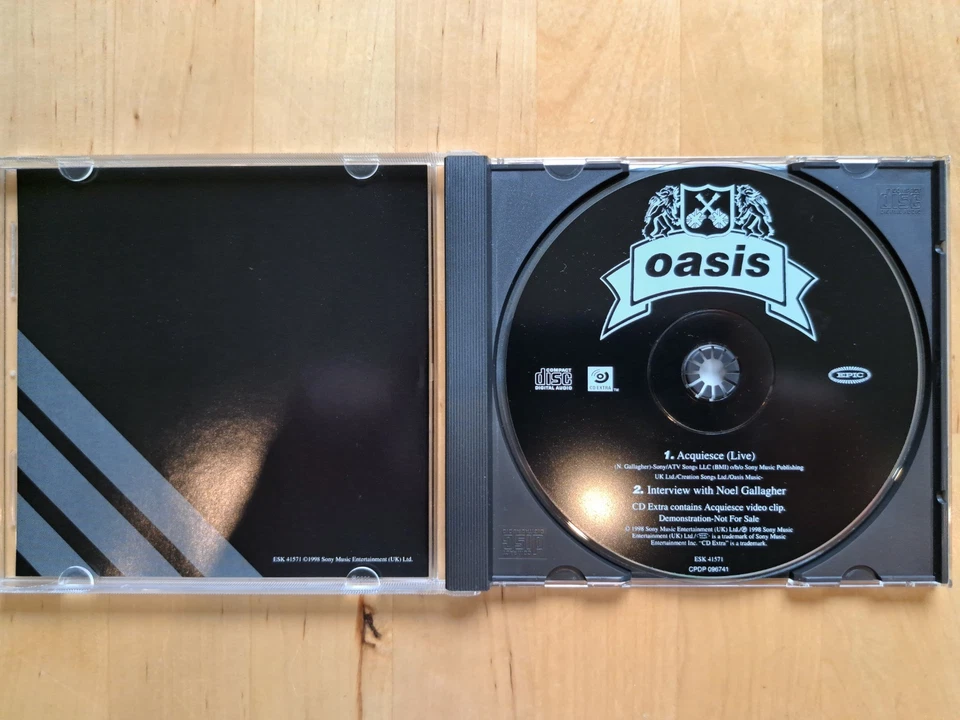Oasis Acquiesce (Live) Rare Promo CD 1998 Limited Edition - Bild 3 von 3