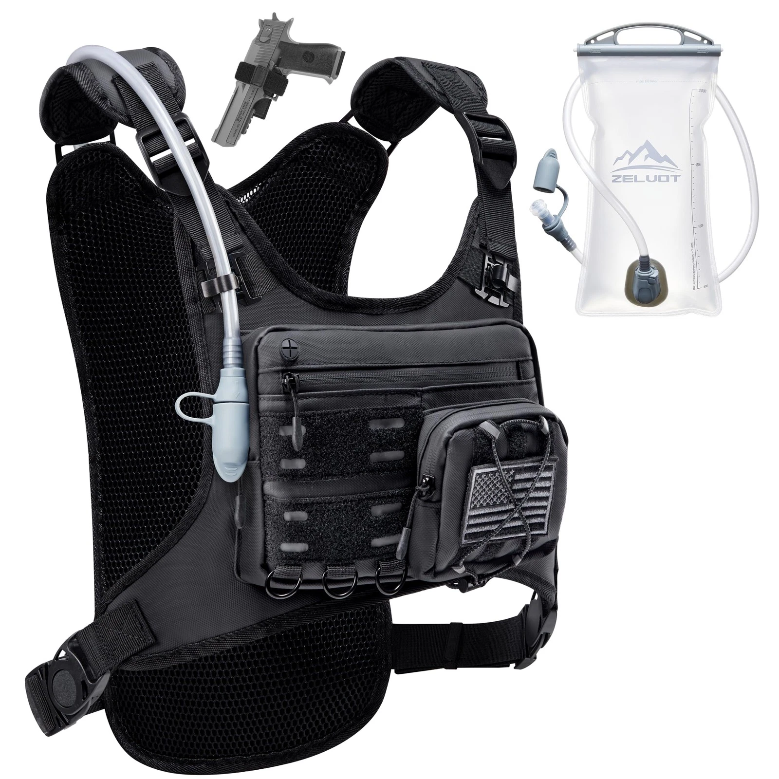 Zelvot Running Vest with 2L Water Bladder, Hydration Backpack, U.S. Design Pa...