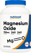 Nutricost Magnesium Oxide 750mg, 240 Capsules - 420mg of Magnesium, Non-GMO, Glu