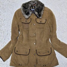 Barbour Fur Trim Utility UK10 Beige Jacket