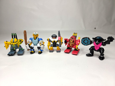 (5) Vintage 90's Galoob Micro Machines Z-Bots Mini Figures Robochamps Homer plus