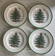 Spode Christmas Tree Dinner Plate Set/4 England VTG 10 1/4"