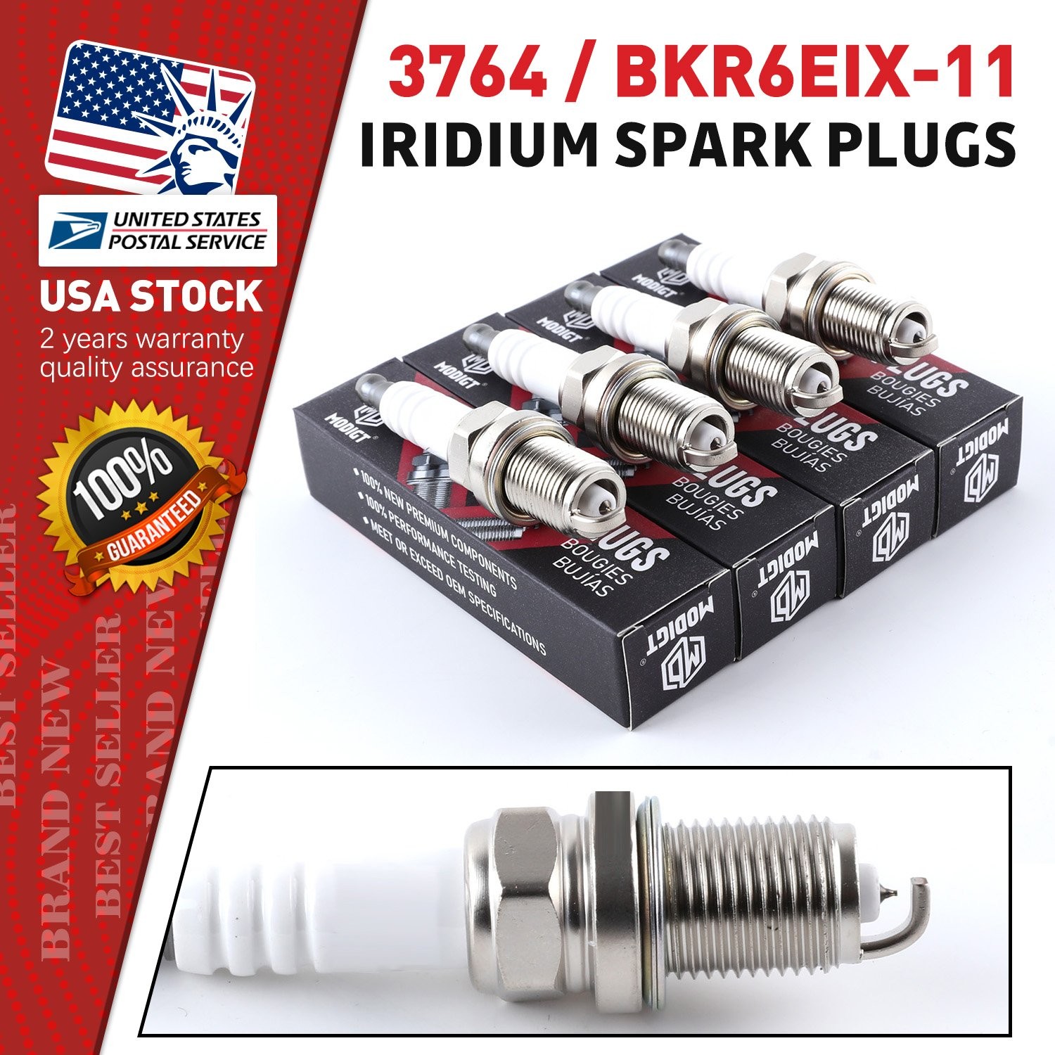 4Pcs Premium OEM Replacement For NGK BKR6EIX-11 3764 Iridium  Spark Plugs NEW