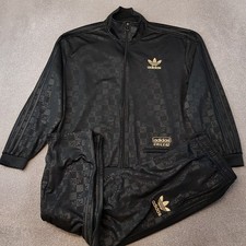 Adidas Chile 62 Tracksuit Set XL Black Gold Monogram AOP Originals Trefoil Zip