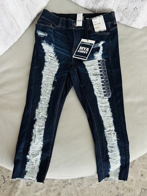 NY&C MYA Curvy Sculpting Super Skinny Capri Jeans NWT Size 12 Distressed Dark Wa