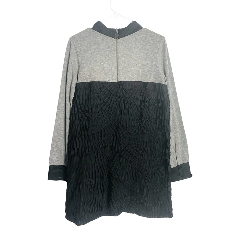 Vestido Manoush con Volantes en Capas para Mujer L Negro Gris Dos Tonos Manga Larga Acolchado Foto 2 de 4