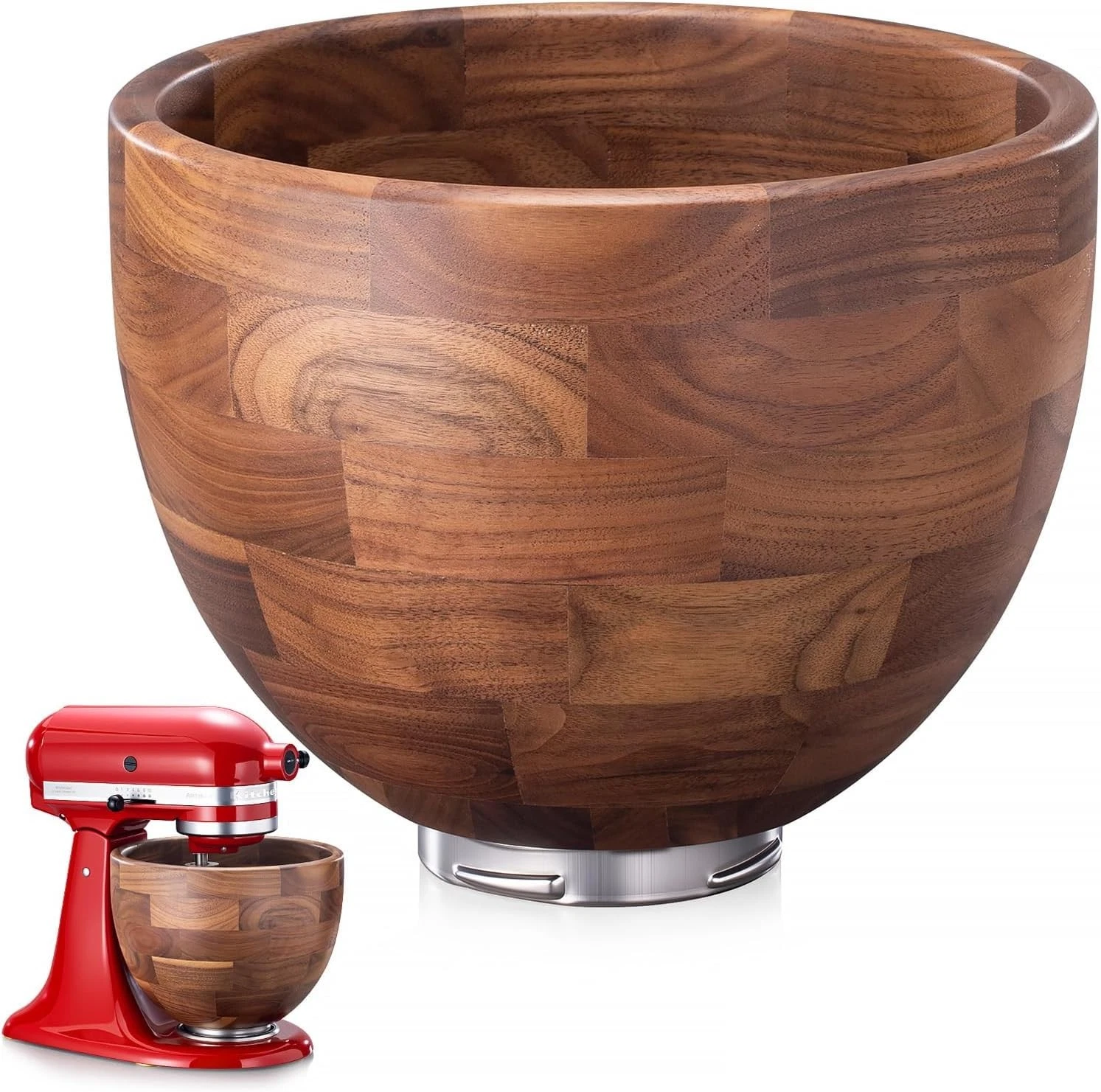Solid Walnut Wood Mixing Bowl for KitchenAid Mixer Handcrafted 4.5 & 5 Quart bow
Opens in a new wind