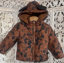 Disney Junior Baby Unisex 2T Mickey Ears Hooded Zip Up Puffer Jacket Brown