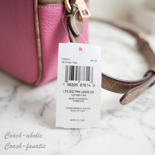 Neu mit Etikett Coach CBM24 Jamie Kameratasche aus charakteristischem Canvas pink/hellbraun - Bild 9 von 10