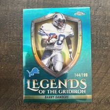 2025 Topps Chrome Barry Sanders Legends of the Gridiron Aqua  Refractor /199