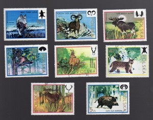 POLAND (1973) 50th ANNIV OF POLISH HUNTING ASSOC (FULL set of 8) some MNH, used1