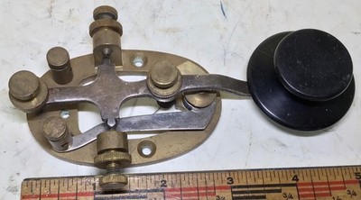 BRASS vintage ~SIGNAL ELECTRIC~ antique Bug TELEGRAPH KEY SWITCH old morse code