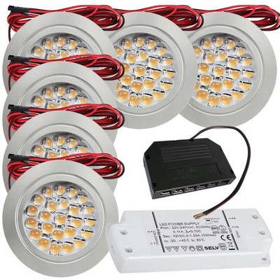 Extra Flache LED Möbel Einbauspots - 12V - 2,4W - Loch 58 - 60mm - nur 12mm Tief