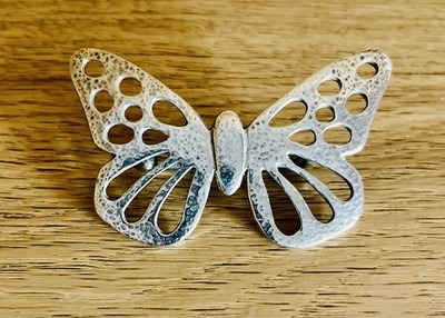 Ladycrow Silks Scotland Butterfly Pewter Scarf Clip Ring Handmade