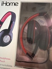 Brand New iHome iB45 On-Ear Folding Headphones with Travel Pouch Red