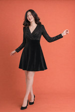 scarlett velvet womens midi dress Sz S Vintage Empire waist Classic Witchy 
